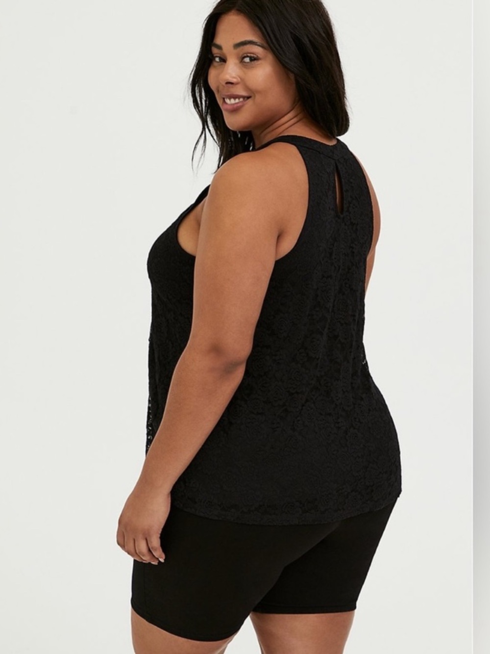 Torrid 1X Black Lace High Neck Goddess Tank Top - Picture 3 of 11